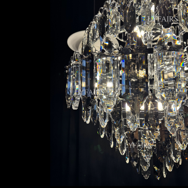 Luxury Multi-tiered Honeycomb Crystal Chandelier for High Ceiling