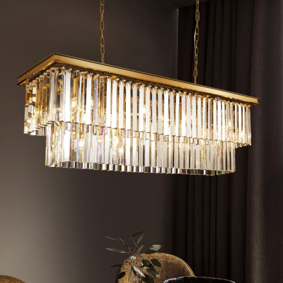 large modern Island Crystal chandeliers