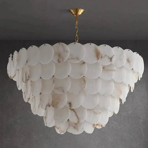 Noah Multi - Layer Natural Alabaster Round Modern Chandelier 35''/43'' - Arialamps