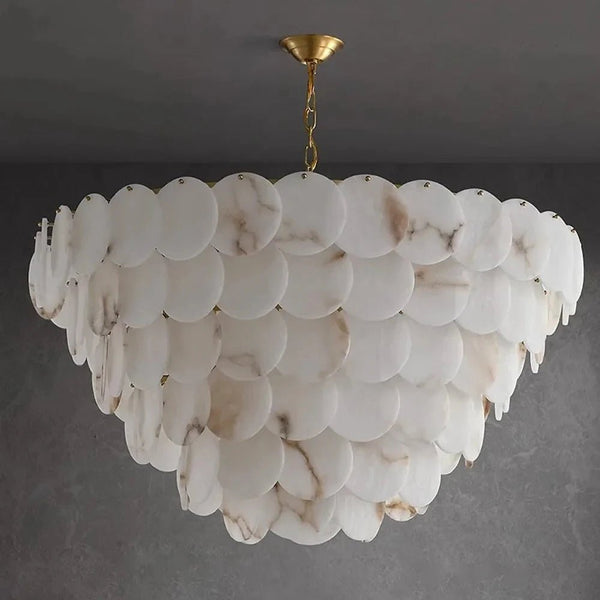 Noah Multi - Layer Natural Alabaster Round Modern Chandelier 35''/43'' - Arialamps