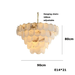 Noah Multi - Layer Natural Alabaster Round Modern Chandelier 35''/43'' - Arialamps