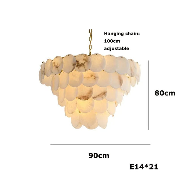 Noah Multi - Layer Natural Alabaster Round Modern Chandelier 35''/43'' - Arialamps