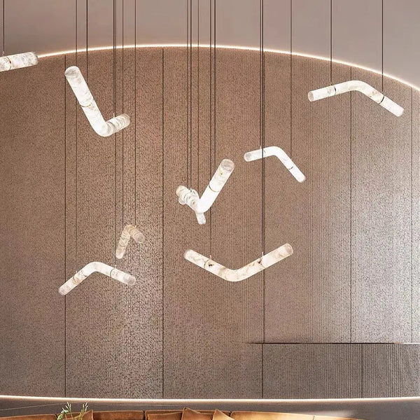 Alabaster Kitchen Round Tube Pendant Lighting