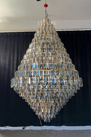 Luxury Multi-tiered Honeycomb Crystal Chandelier for High Ceiling