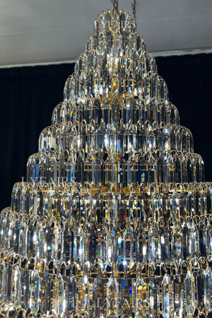 Luxury Multi-tiered Honeycomb Crystal Chandelier for High Ceiling