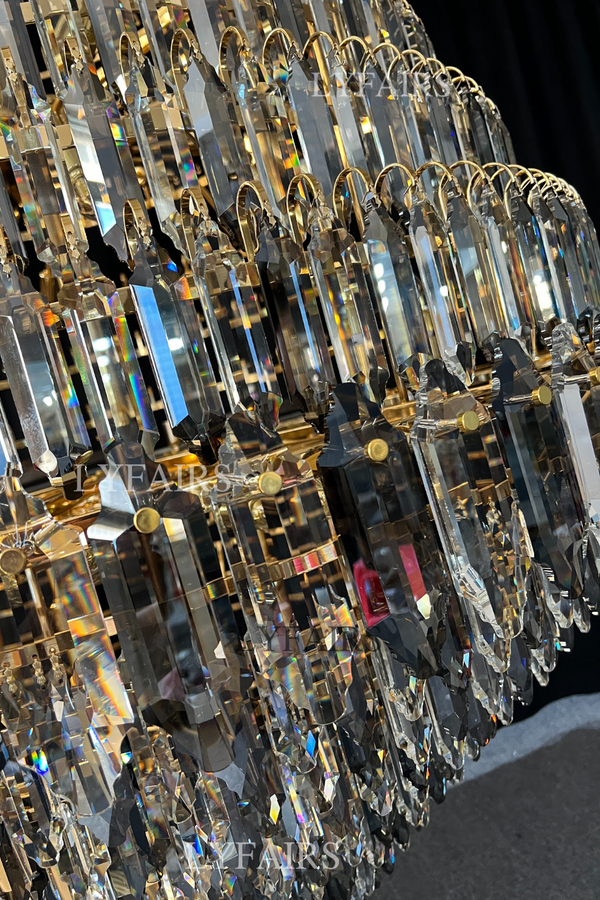 Luxury Multi-tiered Honeycomb Crystal Chandelier for High Ceiling