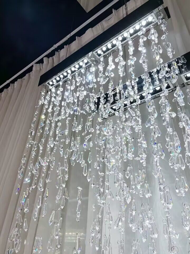 2023 New Modern Creative Light Luxury Tassel Long Crystal Chandelier Designer Models Dining Table/Bar Light Fixture