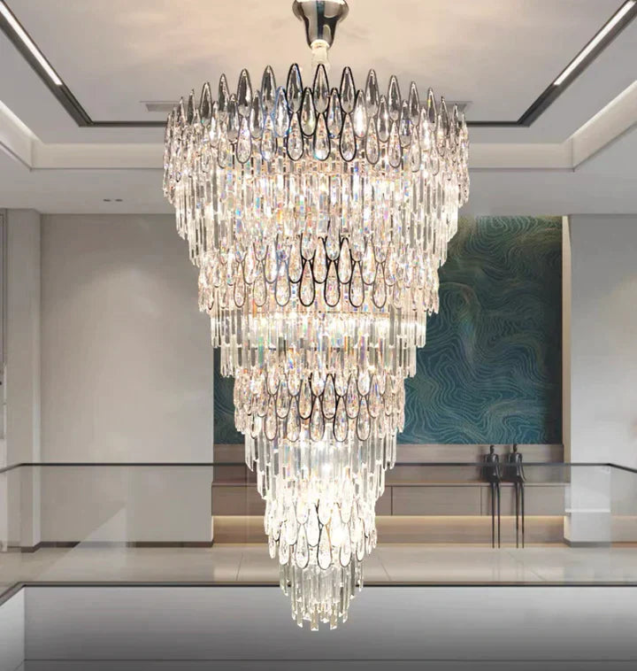 Oversized Multi-layers Luxury Creative Art Crystal Chandelier for Foyer/Staircase/Hallway