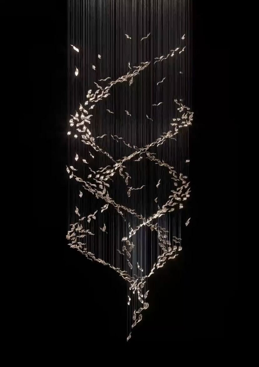 Extra Large Luxury Art Double Spiral Creative Crystal Chandelier For High-ceiling Foyer/Hallway/Entryway