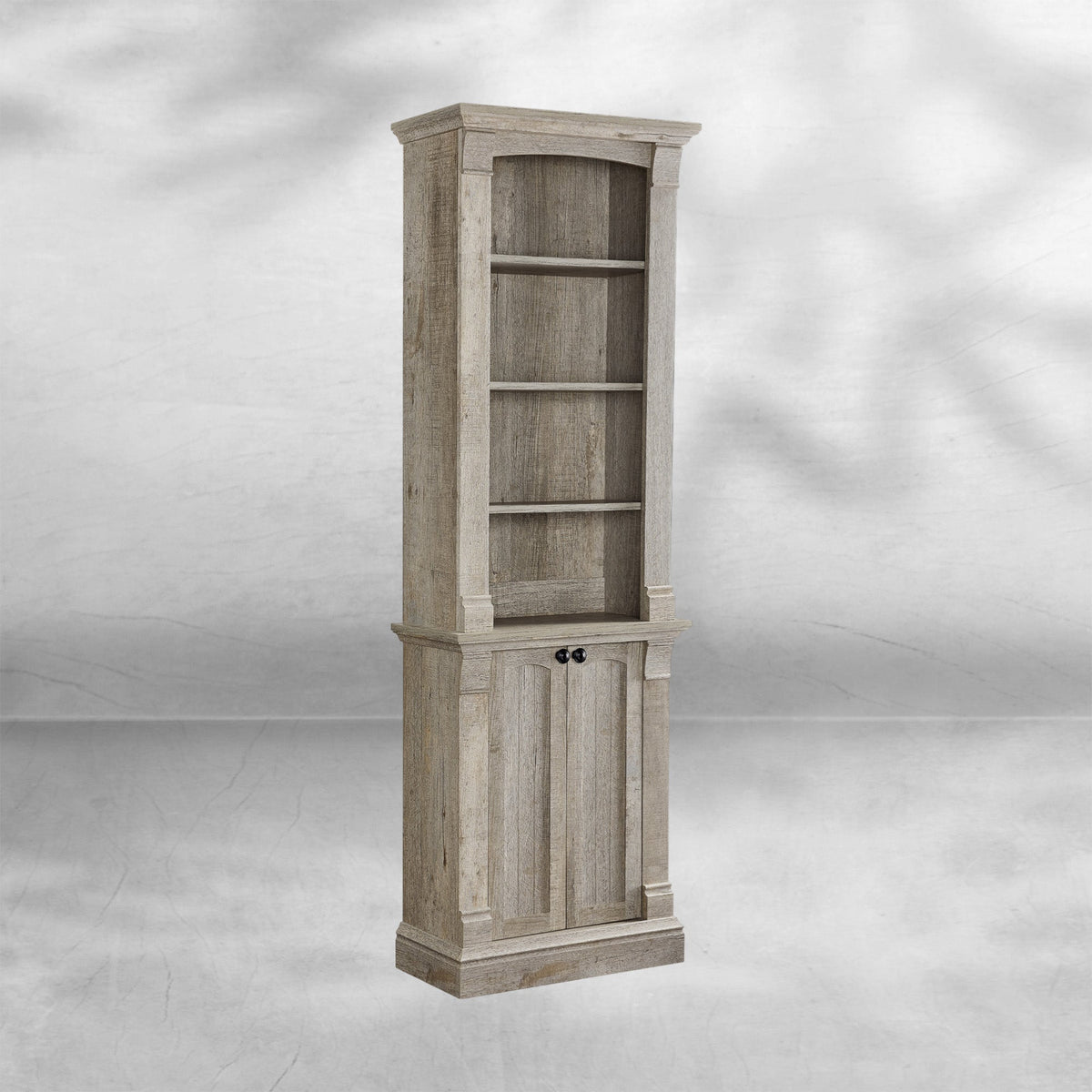 72" Farmhouse Bookcase with Adjustable Shelves and Storage Cabinet Doors