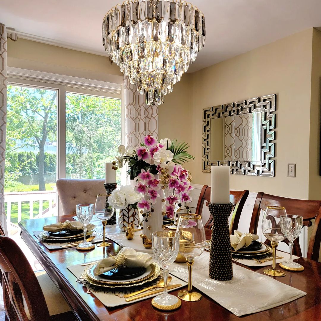 Modern Light Luxury Tiered Crystal Pendant Chandelier for Living/Dining Room/Bedroom