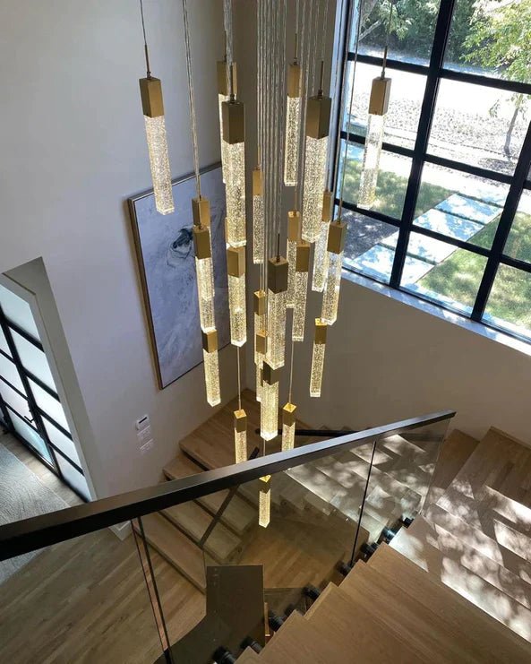 Aria Light Luxury Glacier Bubble Crystsal Chandelier in Gold/Chrome/Black Finish for Staircase/Foyer - Arialamps