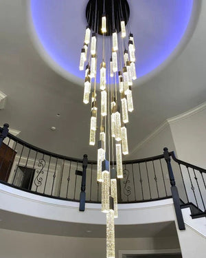 Aria Light Luxury Glacier Bubble Crystsal Chandelier in Gold/Chrome/Black Finish for Staircase/Foyer - Arialamps