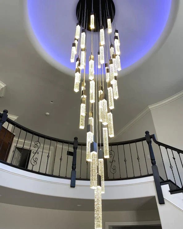 Aria Light Luxury Glacier Bubble Crystsal Chandelier in Gold/Chrome/Black Finish for Staircase/Foyer - Arialamps