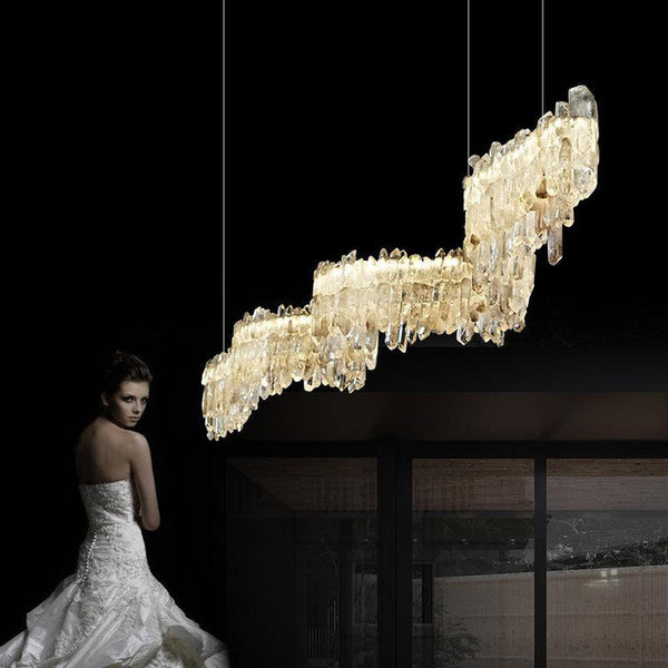Rose Rock Crystal Chandelier Modern Linear Chandelier