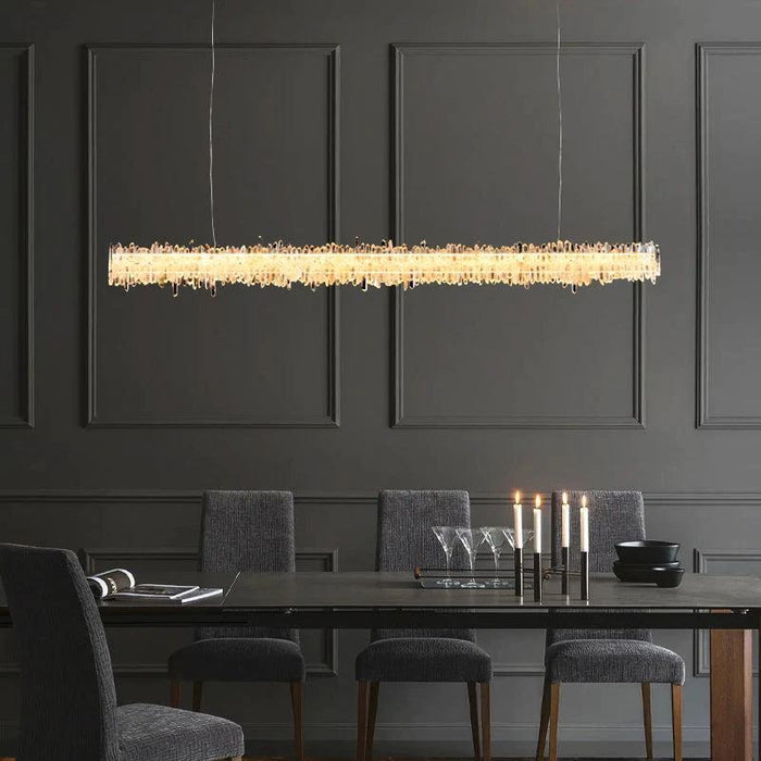 Rose Rock Crystal Chandelier Modern Linear Chandelier