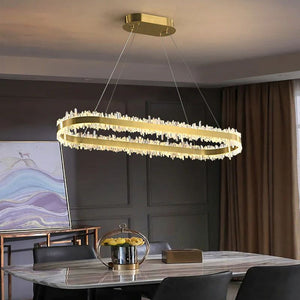 Rose Rock Crystal Oval Chandelier Elegant Lighting Fixtures