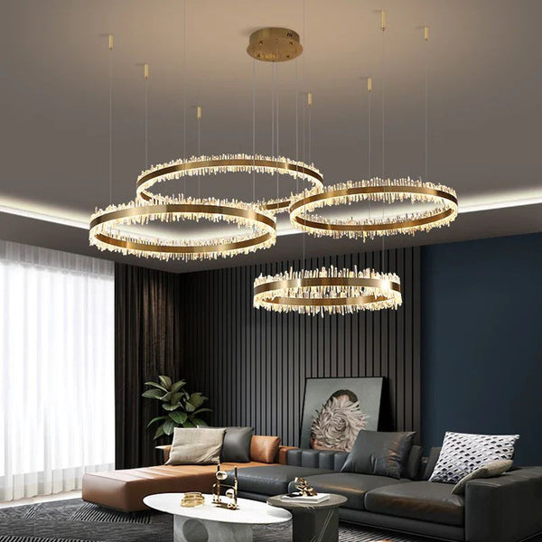 Rose Rock Crystal Rings Luxury Chandelier Modern Chandelier Dining Room
