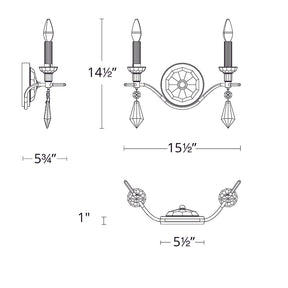 Aria S5602 Tempest 2-lt 16" Wall Sconce