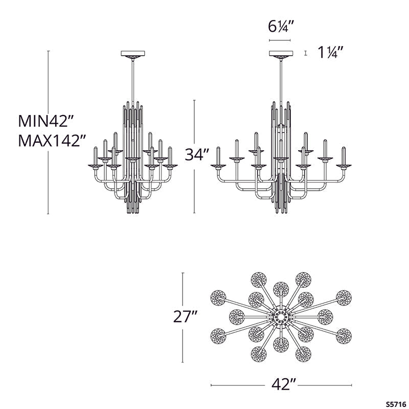 Aria S5716 Calliope 42" LED Chandelier