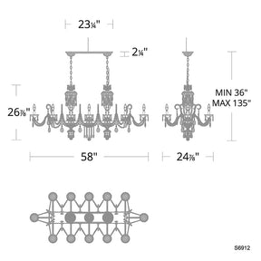 Aria S6912 Sterling Linear 12-lt 58" Chandelier