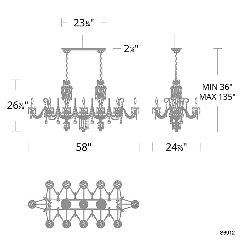 Aria S6912 Sterling Linear 12-lt 58" Chandelier