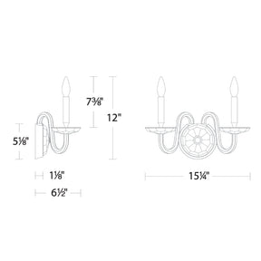 Aria S9215 Habsburg 2-lt 15" Wall Sconce