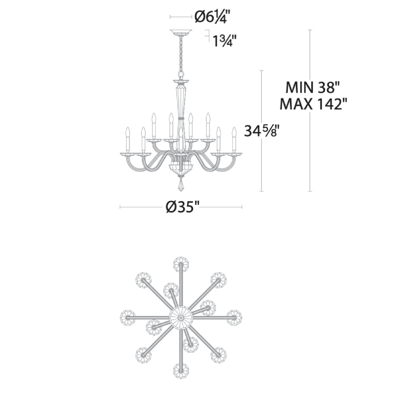 Aria S9235 Habsburg 12-lt 35" Chandelier