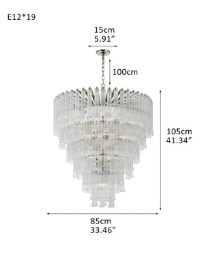 9 Light 20" Wide LED Lorelei Round Tiered Chandelier in Black Chain use for dining room 19-light-D85*H105CM D33.46"*H41.34" Silver American chandelier