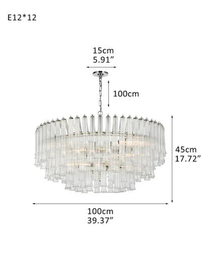 9 Light 20" Wide LED Lorelei Round Tiered Chandelier in Black Chain use for dining room 12-light-D100*H45CM D39.37"*H17.72" Silver American chandelier