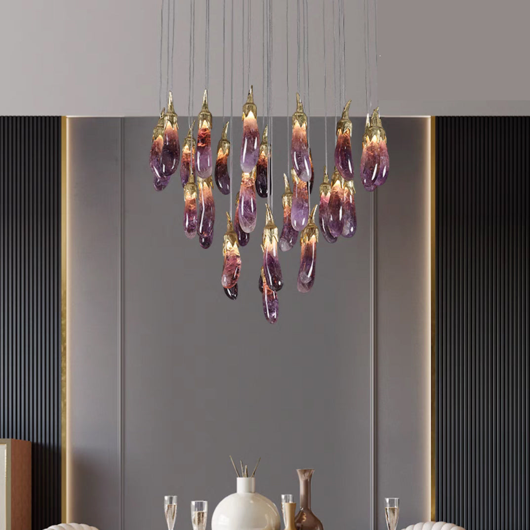 Fashionable and Beautiful Eggplant-shaped Crystal Chandelier