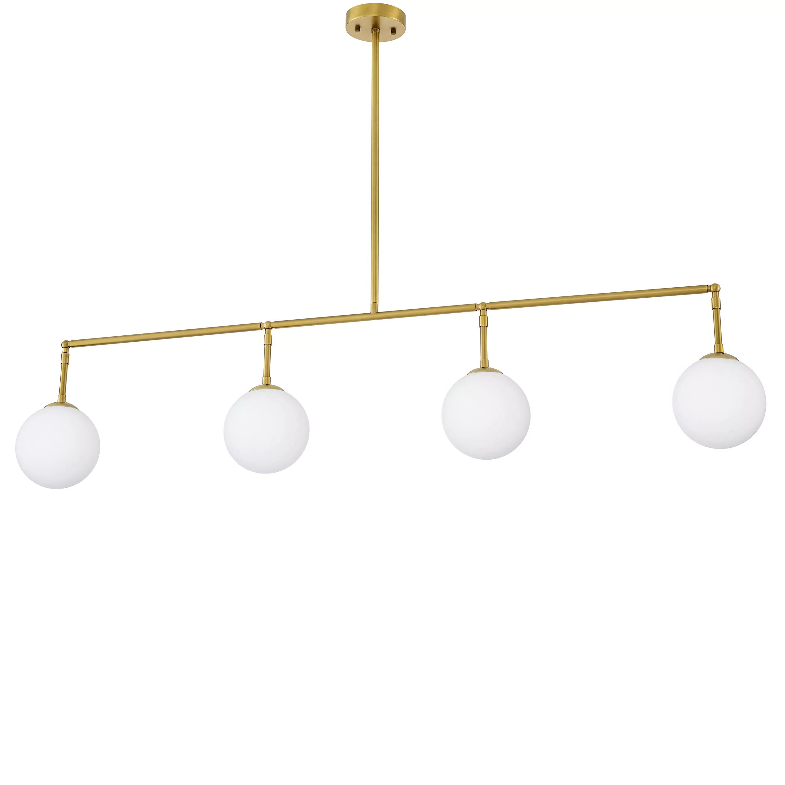 Cooper  Modern Brass Chandelier - (Antique Brass Finish | White Glass)