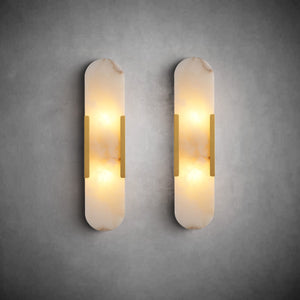 Wall Sconces Set of 2, Alabaster Wall Light, 19.7'' Indoor Vanity Light Fixtures for Bathroom