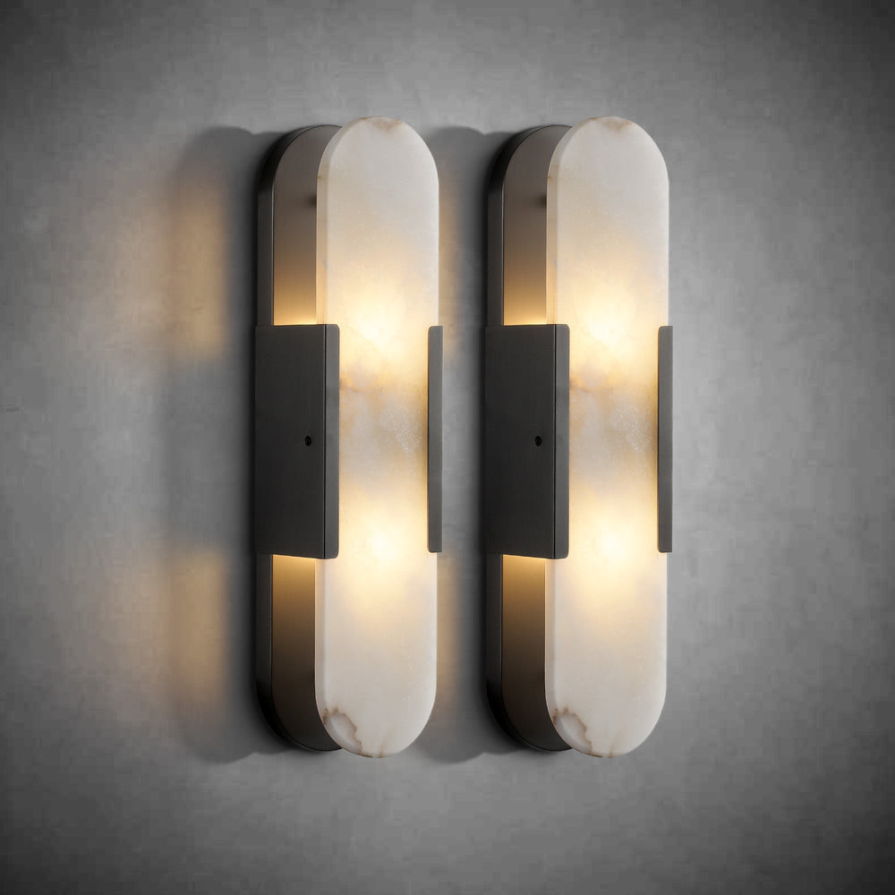 Wall Sconces Set of 2, Alabaster Wall Light, 19.7'' Indoor Vanity Light Fixtures for Bathroom