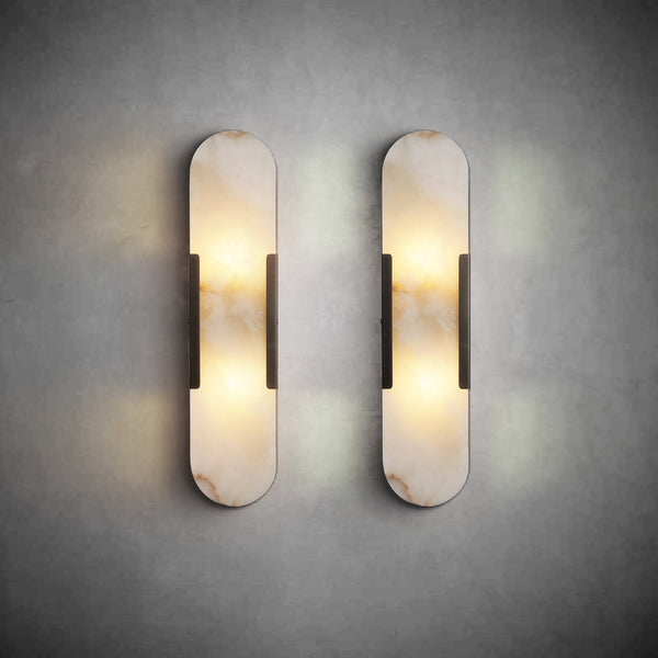 Wall Sconces Set of 2, Alabaster Wall Light, 19.7'' Indoor Vanity Light Fixtures for Bathroom