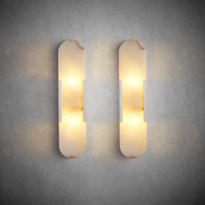Wall Sconces Set of 2, Alabaster Wall Light, 19.7'' Indoor Vanity Light Fixtures for Bathroom