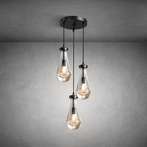 3-Light Raindrop-Shaped Circular Pendant Lamp