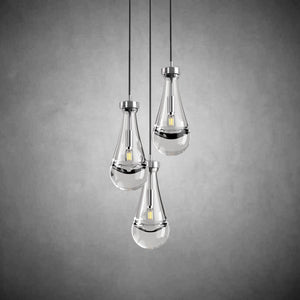3-Light Raindrop-Shaped Circular Pendant Lamp