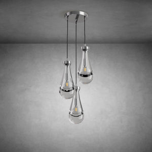 3-Light Raindrop-Shaped Circular Pendant Lamp