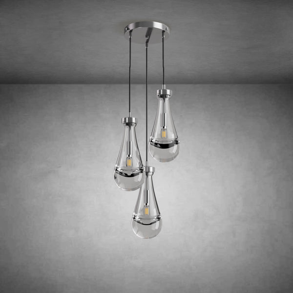 3-Light Raindrop-Shaped Circular Pendant Lamp