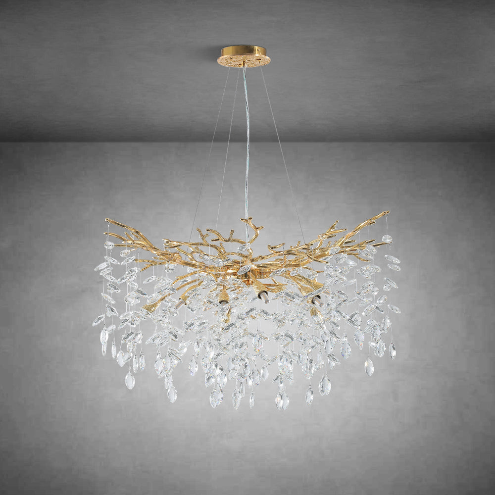 Modern Gold Tree Branch Crystal Chandelier