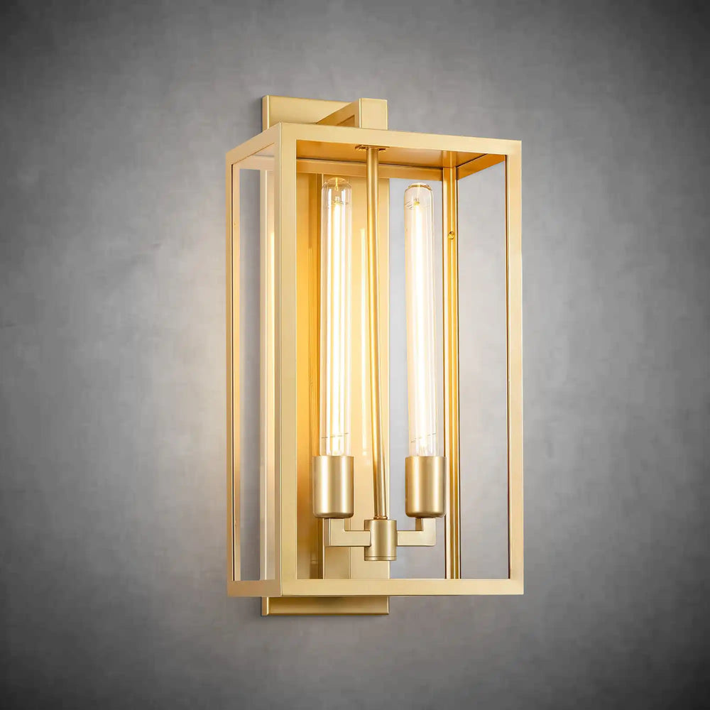 21" Gold Outdoor Wall Sconce with Glass Shade