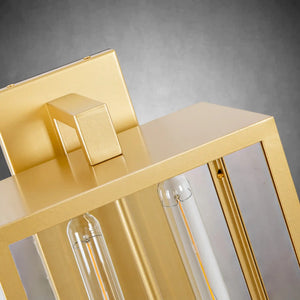 21" Gold Outdoor Wall Sconce with Glass Shade