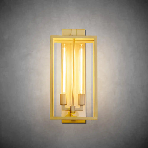 21" Gold Outdoor Wall Sconce with Glass Shade