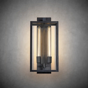 21" Gold Outdoor Wall Sconce with Glass Shade