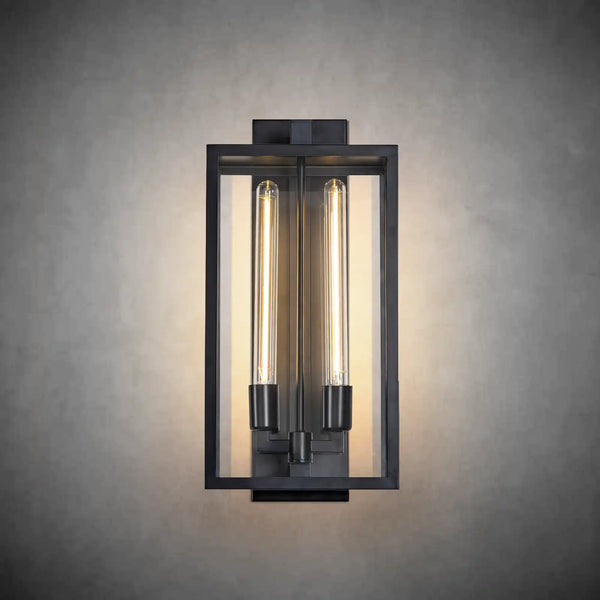 21" Gold Outdoor Wall Sconce with Glass Shade