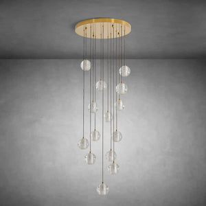 14-Light Gold Crystal Staircase Chandelier