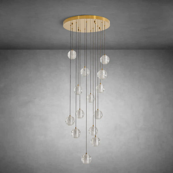 14-Light Gold Crystal Staircase Chandelier