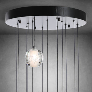 Black chandelier-14-Lights Staircase Chandelier for Living Room Hight Ceiling Foyer Pendant Lighting