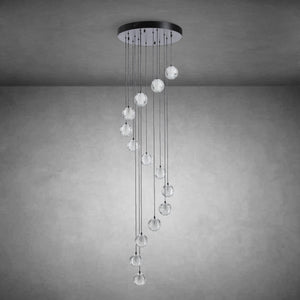 Black chandelier-14-Lights Staircase Chandelier for Living Room Hight Ceiling Foyer Pendant Lighting